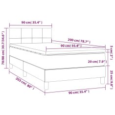 shumee Posteľný rám boxsping s matracom hnedý 90x200 cm látka