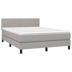 shumee Boxspring posteľ s matracom bledosivý 140x190 cm látka