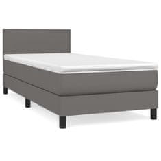 shumee Boxspring posteľ s matracom sivá 100x200 cm umelá koža