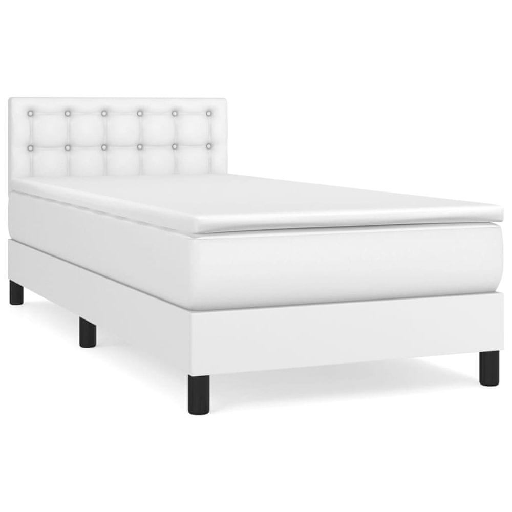 Vidaxl Boxspring posteľ s matracom biela 90x200 cm umelá koža