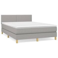 shumee Boxspring posteľ s matracom bledosivý 140x190 cm látka