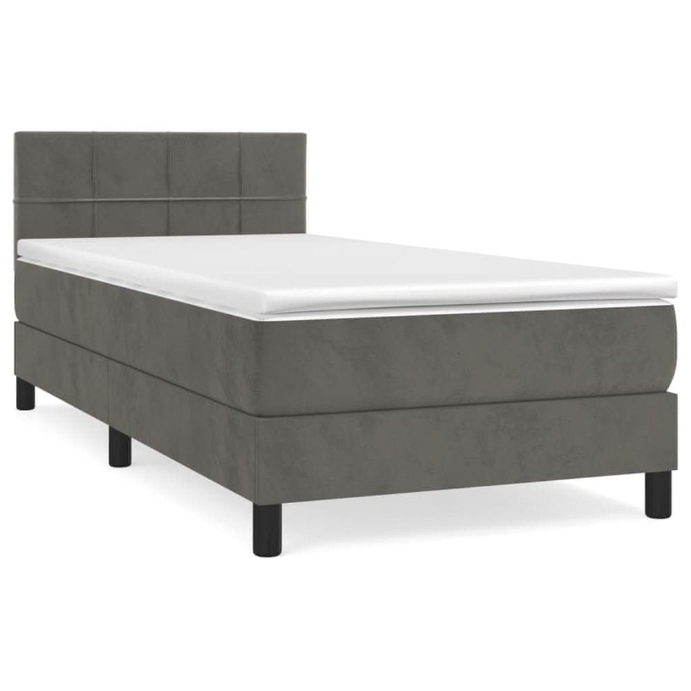 Vidaxl Posteľný rám boxspring s matracom tmavosivý 80x200 cm zamat