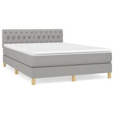 shumee Boxspring posteľ s matracom bledosivý 140x190 cm látka