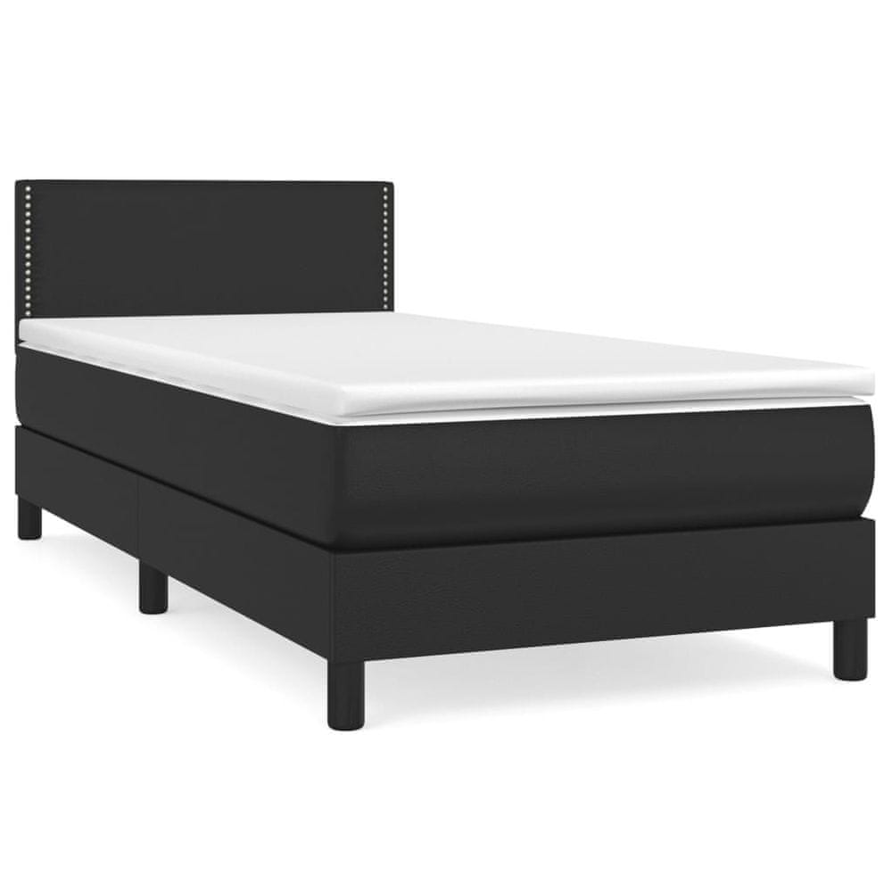 Vidaxl Boxspring posteľ s matracom čierna 90x200 cm umelá koža