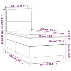 shumee Posteľný rám boxsping s matracom bledosivý 80x200 cm látka