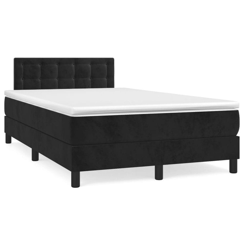 Vidaxl Posteľný rám boxspring s matracom čierny 120x200 cm zamat