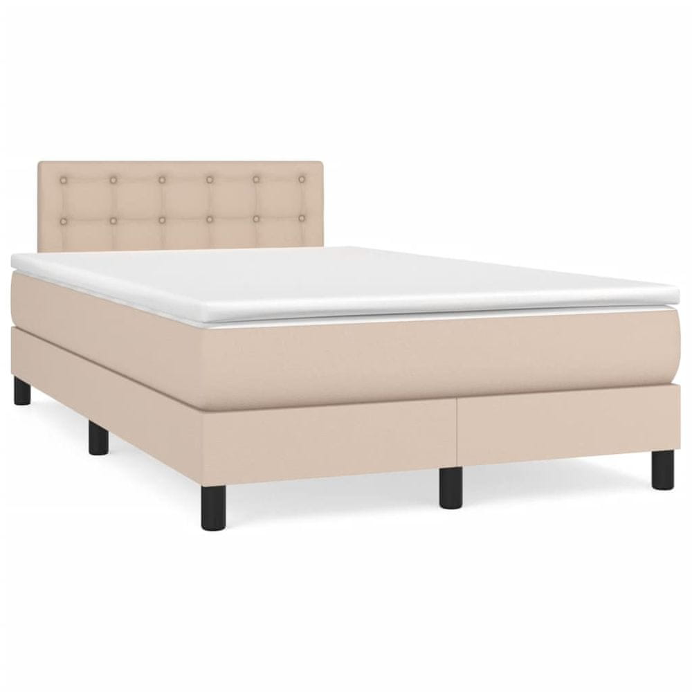 Vidaxl Boxspring posteľ s matracom kapučínová 120x200 cm umelá koža