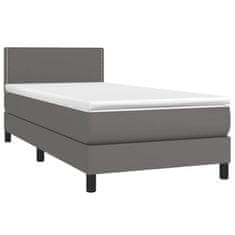 shumee Boxspring posteľ s matracom sivá 100x200 cm umelá koža