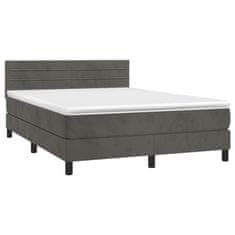 shumee Posteľný rám boxspring s matracom tmavosivý 140x200 cm zamat