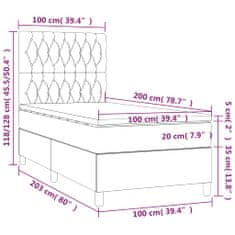 shumee Boxspring posteľ s matracom tmavosivá 100x200 cm látka