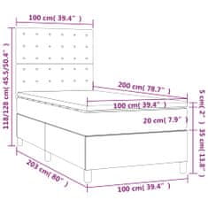 shumee Posteľný rám boxsping s matracom ružový 100x200 cm zamat