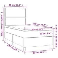 shumee Posteľný rám boxsping s matracom sivohnedý 80x200 cm látka