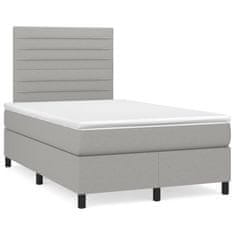 shumee Boxspring posteľ s matracom a LED, svetlosivá 120x190 cm, látka