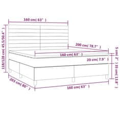 shumee Posteľný rám boxspring s matracom tmavosivý 160x200 cm zamat