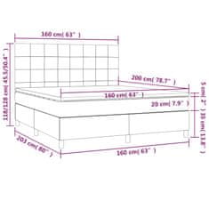 shumee Posteľný rám boxspring s matracom tmavosivý 160x200 cm zamat