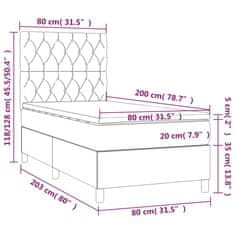 shumee Posteľný rám boxsping s matracom tmavosivý 80x200 cm látka