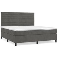 shumee Posteľný rám boxspring s matracom tmavosivý 160x200 cm zamat