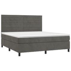 shumee Posteľný rám boxspring s matracom tmavosivý 160x200 cm zamat