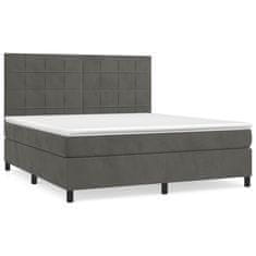 shumee Posteľný rám boxspring s matracom tmavosivý 160x200 cm zamat