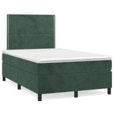 shumee Boxspring posteľ s matracom, tmavozelená 120x190cm, zamat