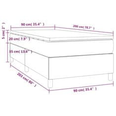 shumee Posteľný rám boxsping s matracom hnedý 90x200 cm látka