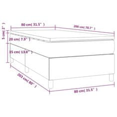 shumee Posteľný rám boxsping s matracom krémový 80x200 cm látka