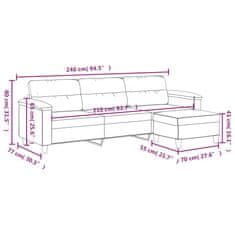 Vidaxl 3-miestna pohovka s podnožkou bledosivá 210 cm mikrovlákno