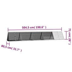 Vidaxl Klietka na králiky antracitová 504,5x80,5x71 pozinkovaná oceľ