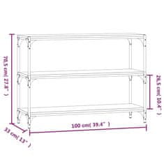 Vidaxl Knižnica dymový dub 100x33x70,5 cm spracované drevo a oceľ