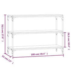 Vidaxl Knižnica sivý dub sonoma 100x33x70,5 cm spracované drevo a oceľ