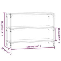 Vidaxl Knižnica dub sonoma 100x33x70,5 cm spracované drevo a oceľ