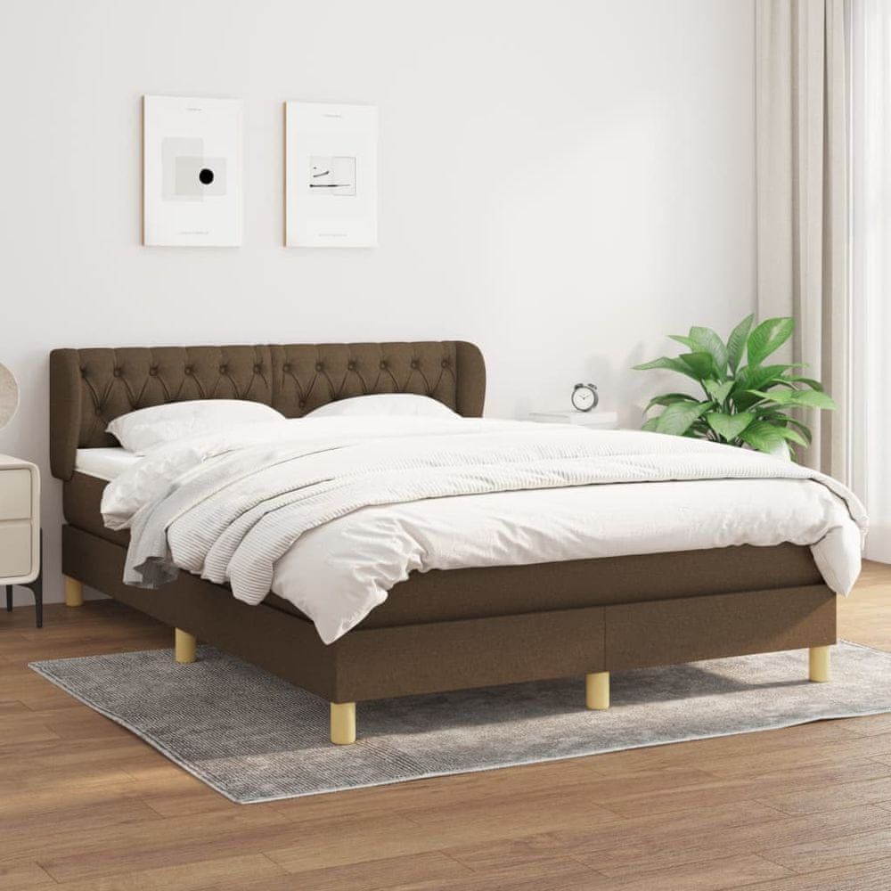 Petromila vidaXL Boxspring posteľ s matracom tmavohnedá 140x200 cm látka