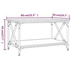 Petromila vidaXL Konferenčný stolík Hnedý dub 80x50x45 cm sprac. drevo a železo