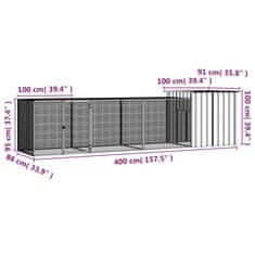 Petromila vidaXL Klietka pre kurčatá sivá 400x91x100 cm pozinkovaná oceľ