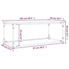 Vidaxl Konferenčný stolík dymový dub 102x50x40cm sprac. drevo a železo