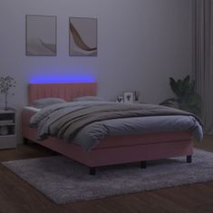 Petromila vidaXL Boxspring posteľ s matracom a LED, ružová 120x190 cm, zamat