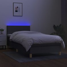 shumee Posteľ boxsping s matracom a LED tmavohnedá 90x200 cm látka