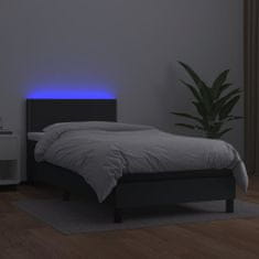 Petromila vidaXL Boxspring posteľ s matracom a LED čierna 80x200 cm umelá koža