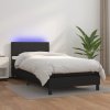Boxspring posteľ s matracom a LED čierna 80x200 cm umelá koža