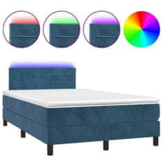 Petromila vidaXL Boxspring posteľ s matracom a LED, tmavomodrá 120x190 cm, zamat