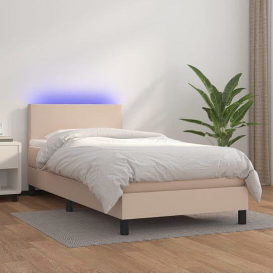 Petromila vidaXL Boxspring posteľ matrac a LED kapučínová 80x200cm umelá koža
