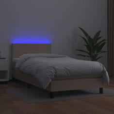 Petromila vidaXL Boxspring posteľ matrac a LED kapučínová 80x200cm umelá koža