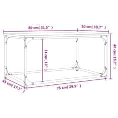 Vidaxl Konferenčný stolík hnedý dub 80x50x40 cm sprac. drevo a železo