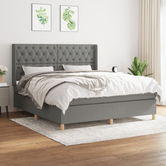 shumee Boxspring posteľ s matracom tmavosivá 160x200 cm látka