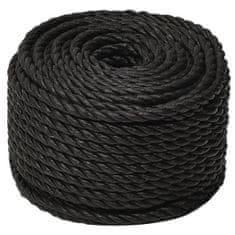 Vidaxl Pracovné lano čierne 24 mm 100 m polypropylén