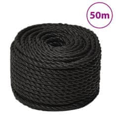 Vidaxl Pracovné lano čierne 24 mm 50 m polypropylén