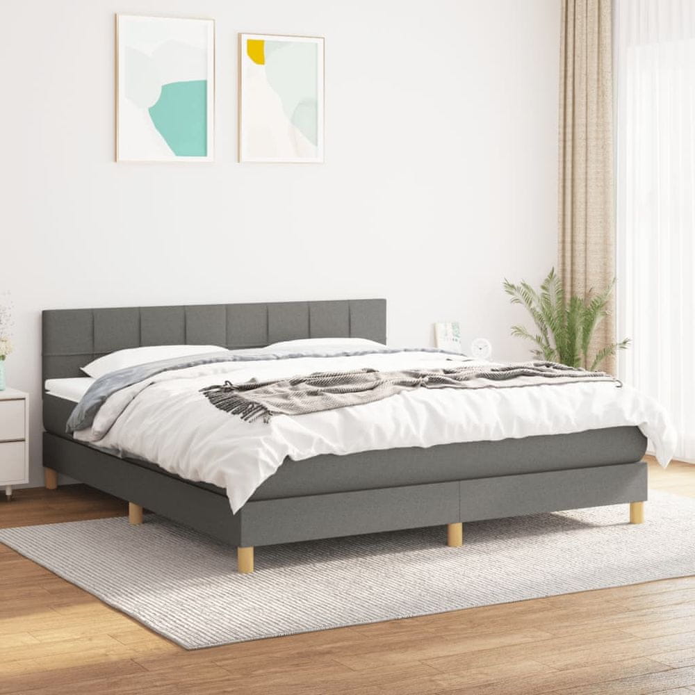 Petromila vidaXL Boxspring posteľ s matracom tmavosivá 160x200 cm látka