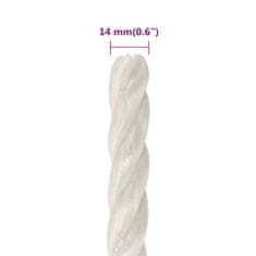 Vidaxl Pracovné lano biele 14 mm 250 m polypropylén