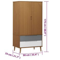 Petromila vidaXL Šatník MOLDE, hnedý 90x55x175 cm, borovicový masív