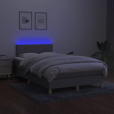 shumee Posteľ boxsping s matracom a LED bledosivá 120x200 cm látka